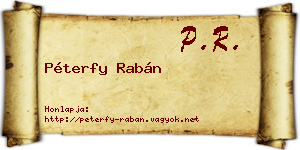 Péterfy Rabán névjegykártya